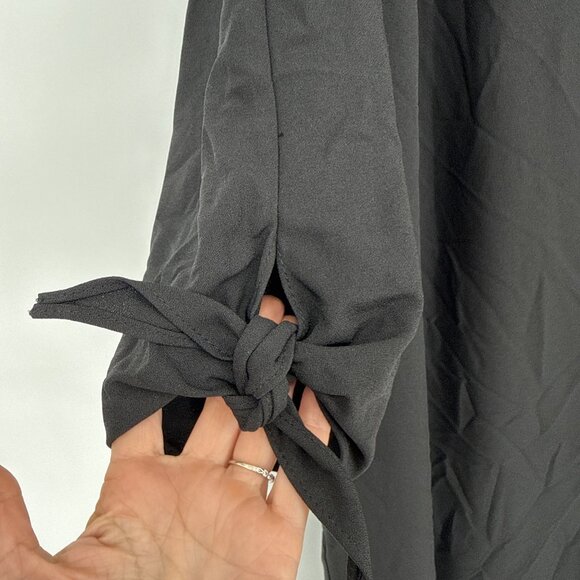 New CeCe Plus Size 22W Black V-Neck Shift Dress Tie Sleeves Work Office Career - Picture 4 of 9